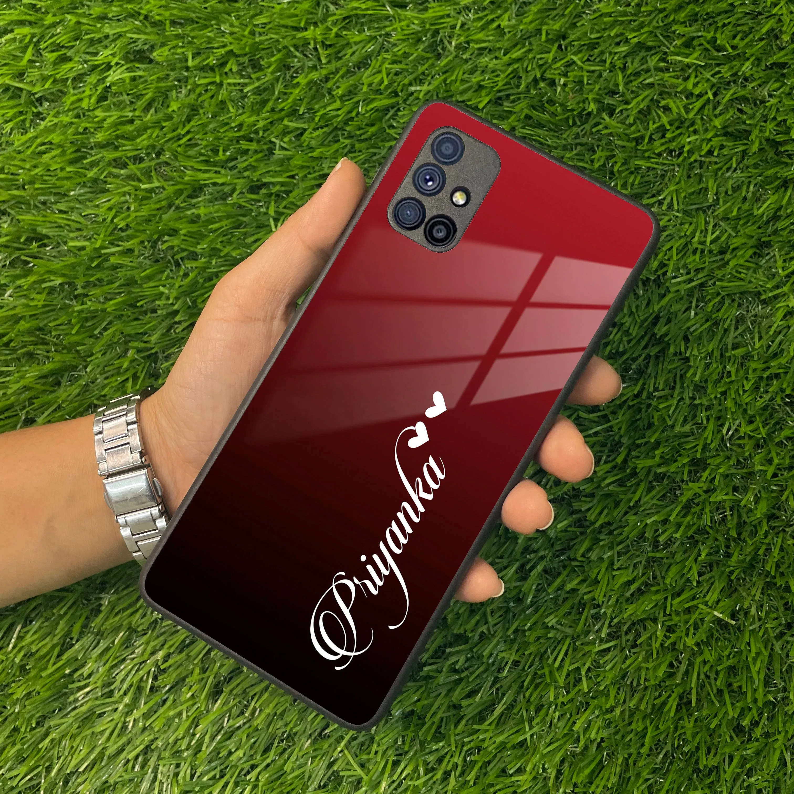 Customize Name Gradient Glass Case Cover Red Wine For Samsung