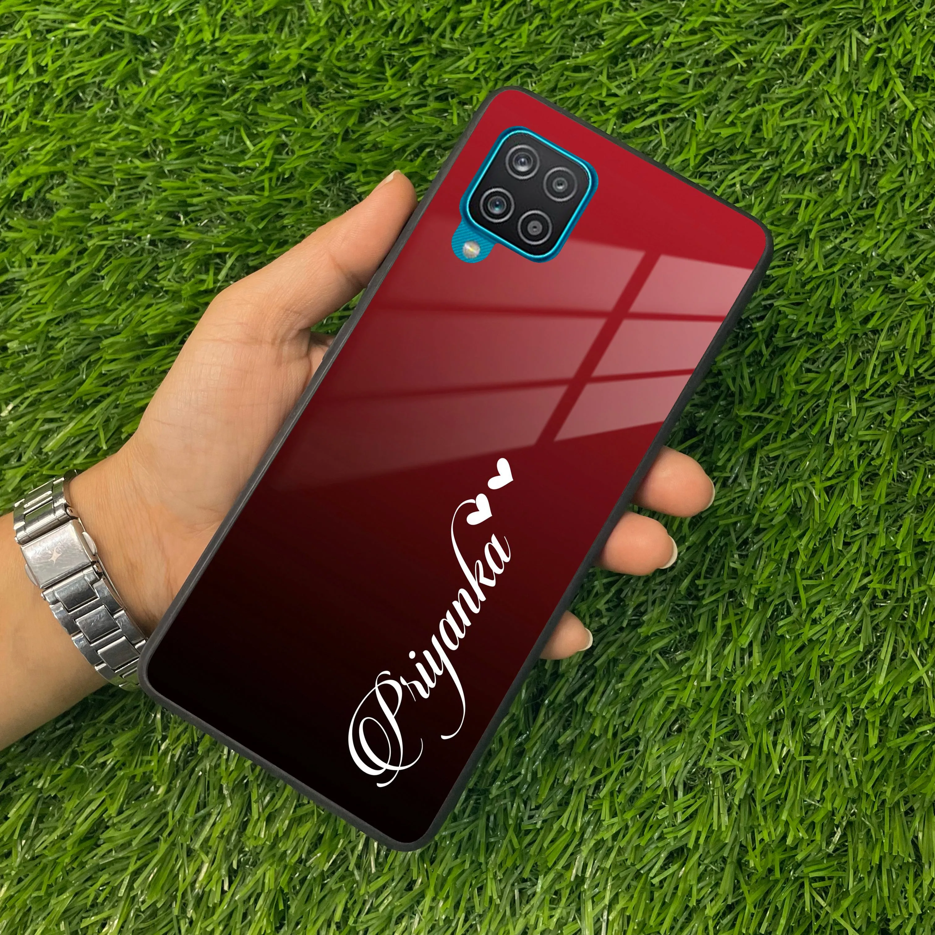 Customize Name Gradient Glass Case Cover Red Wine For Samsung