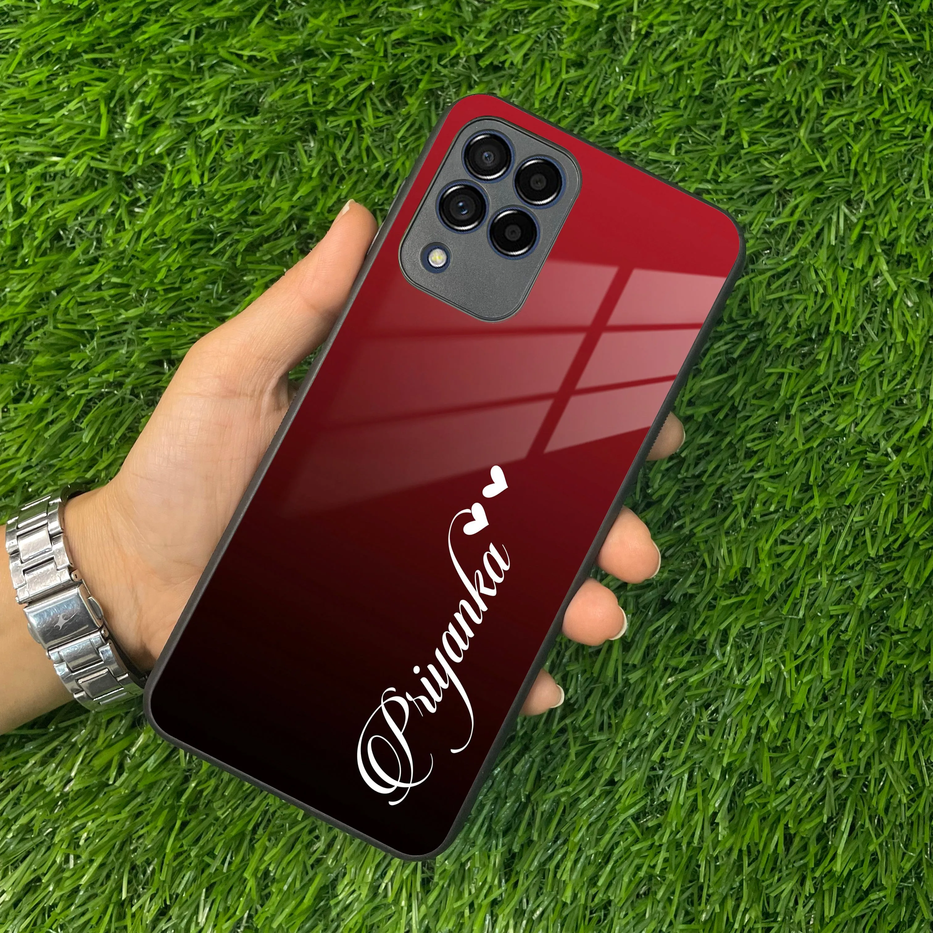 Customize Name Gradient Glass Case Cover Red Wine For Samsung