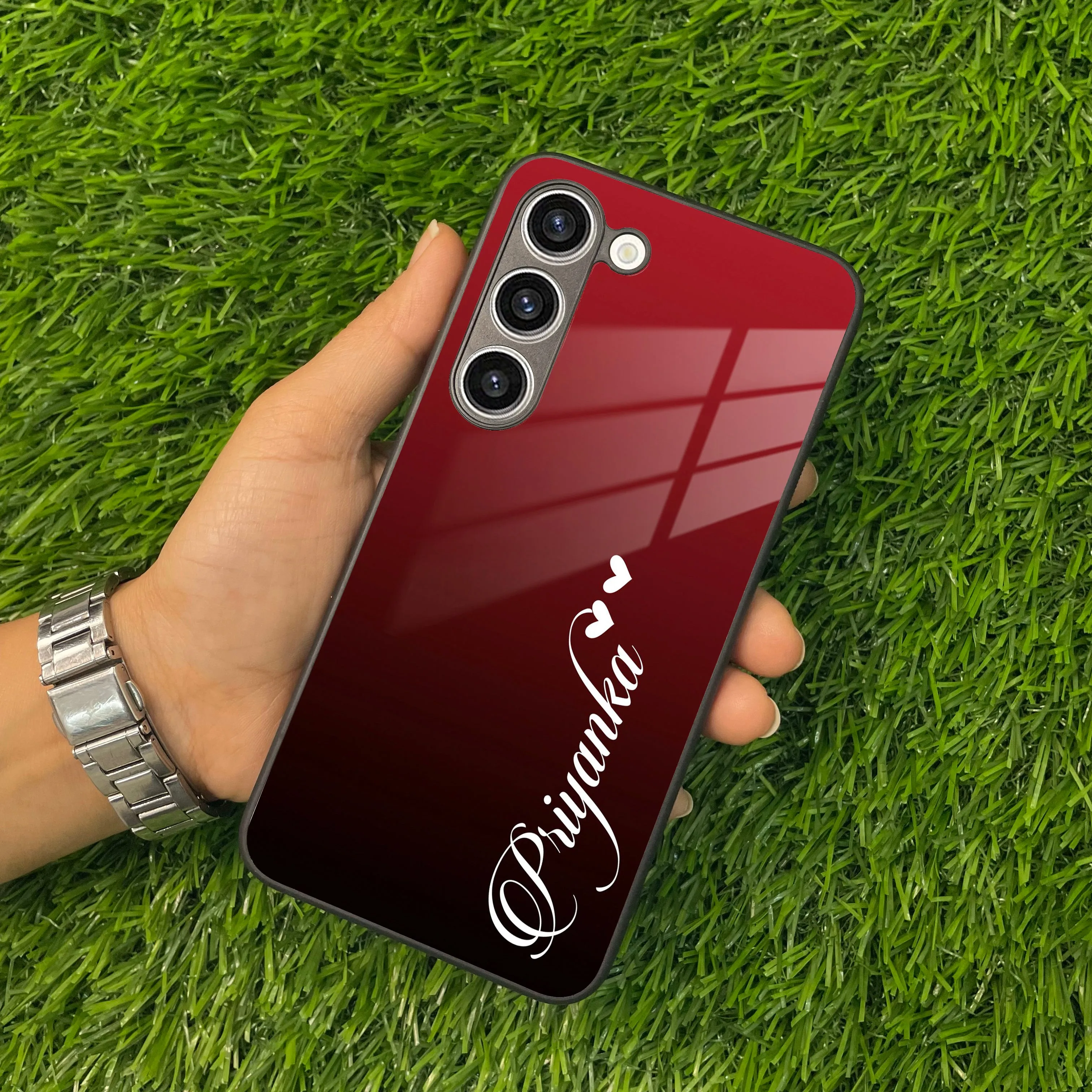 Customize Name Gradient Glass Case Cover Red Wine For Samsung