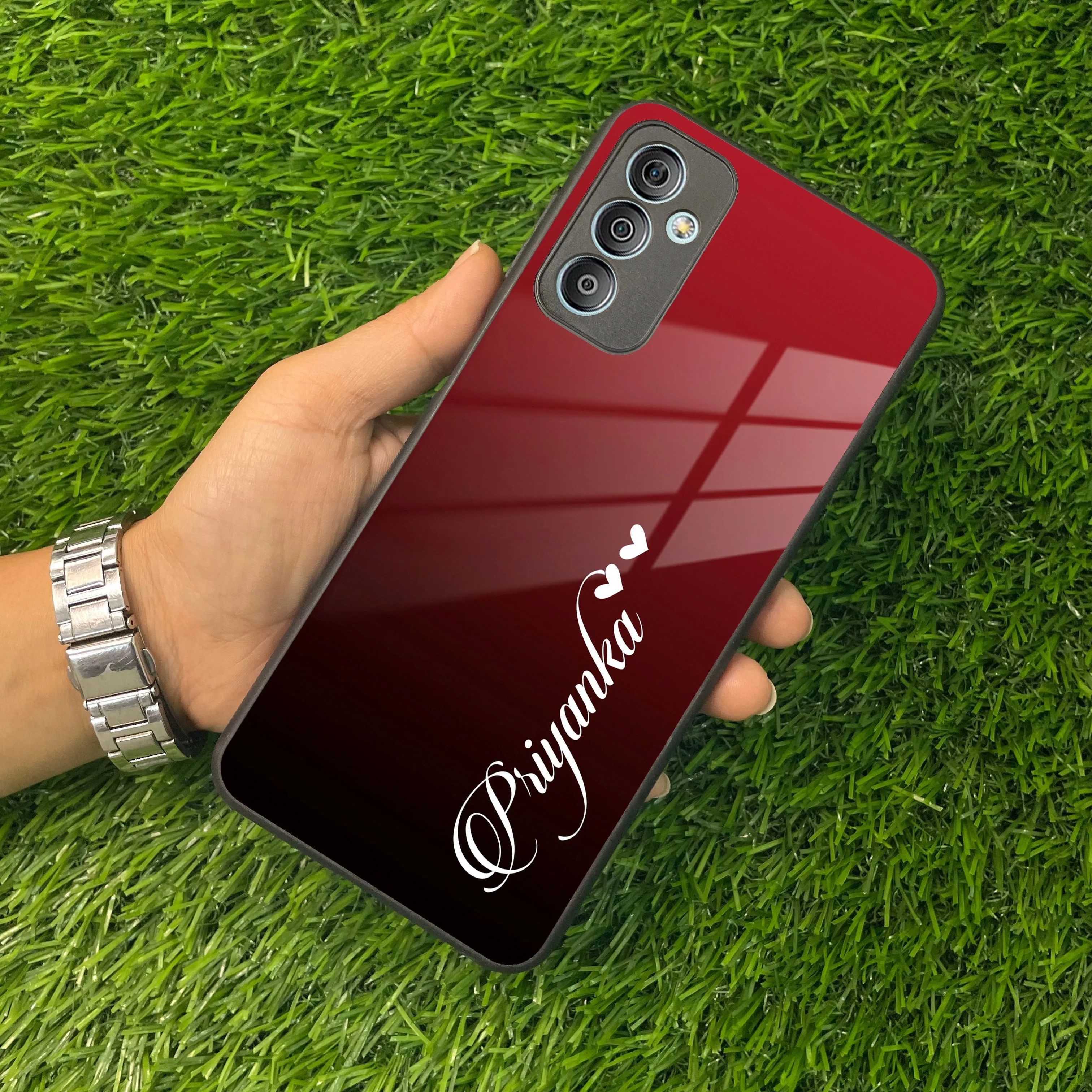 Customize Name Gradient Glass Case Cover Red Wine For Samsung