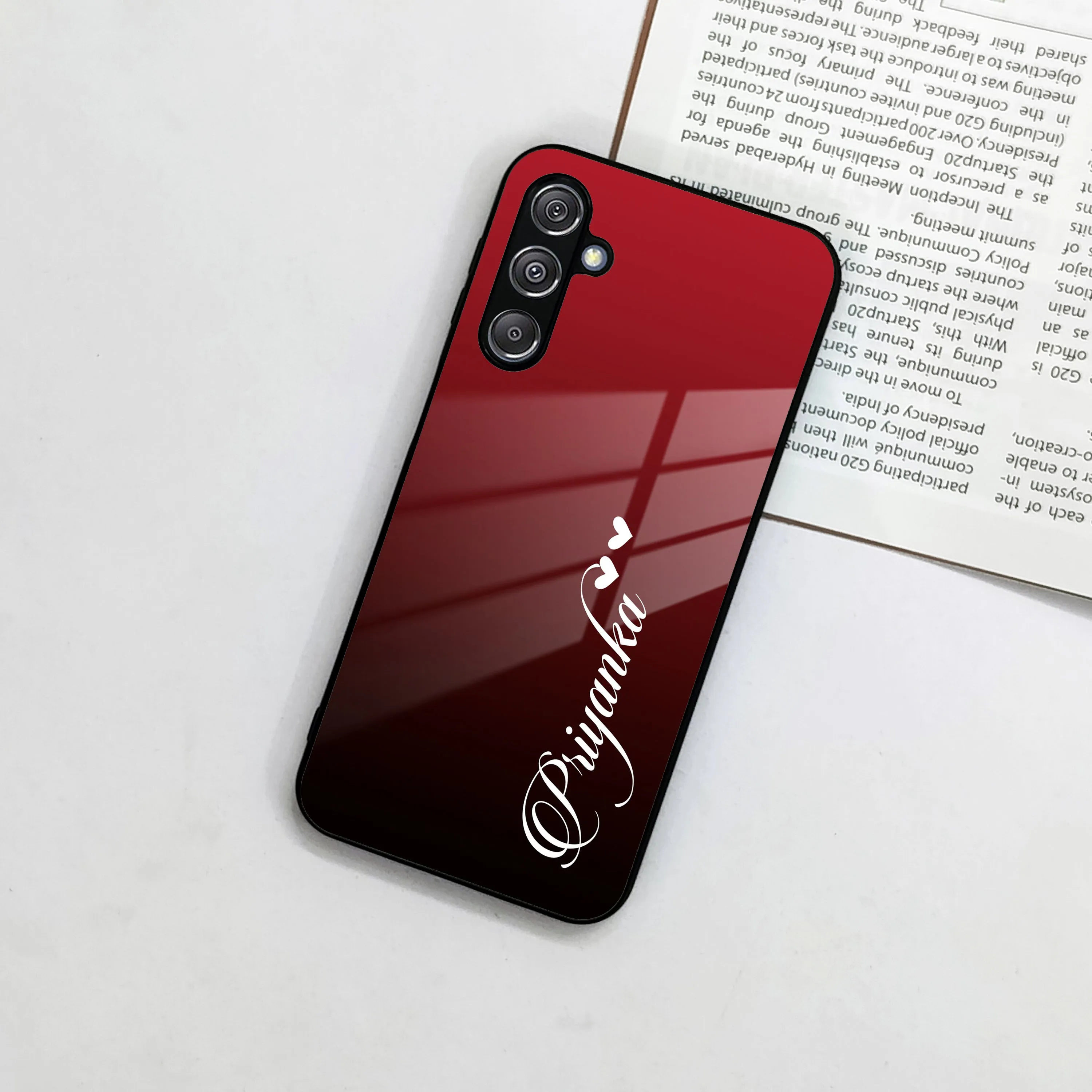 Customize Name Gradient Glass Case Cover Red Wine For Samsung