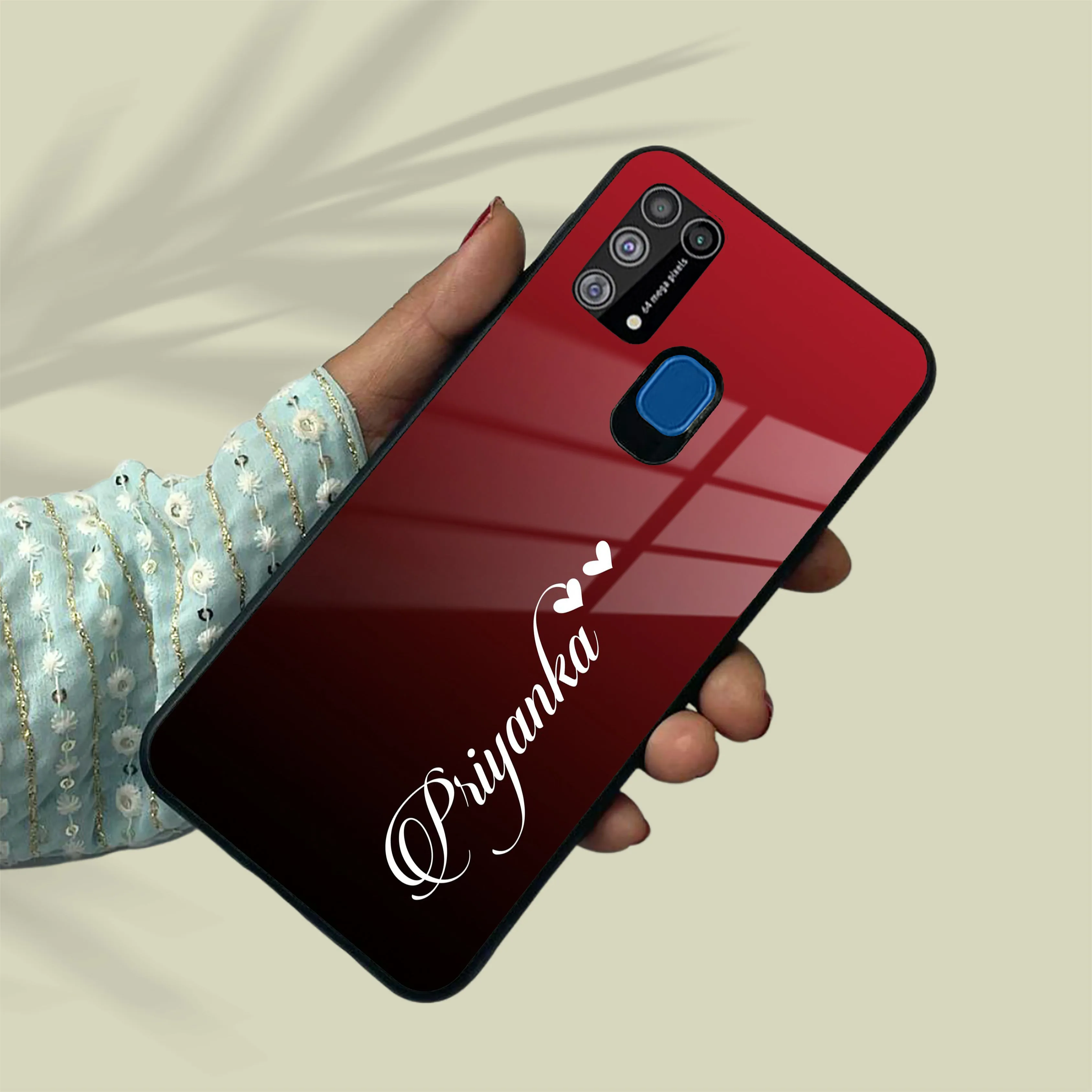 Customize Name Gradient Glass Case Cover Red Wine For Samsung