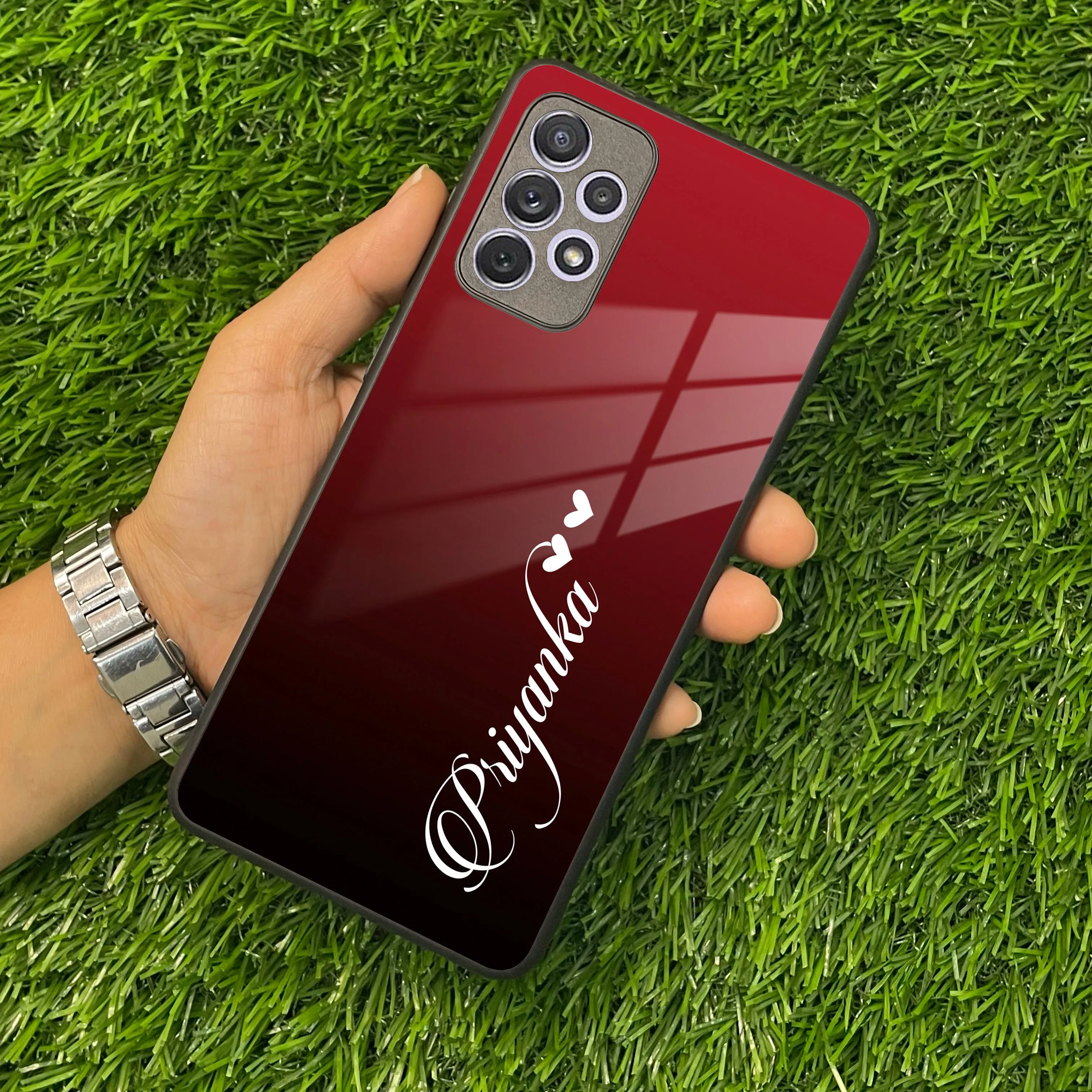 Customize Name Gradient Glass Case Cover Red Wine For Samsung