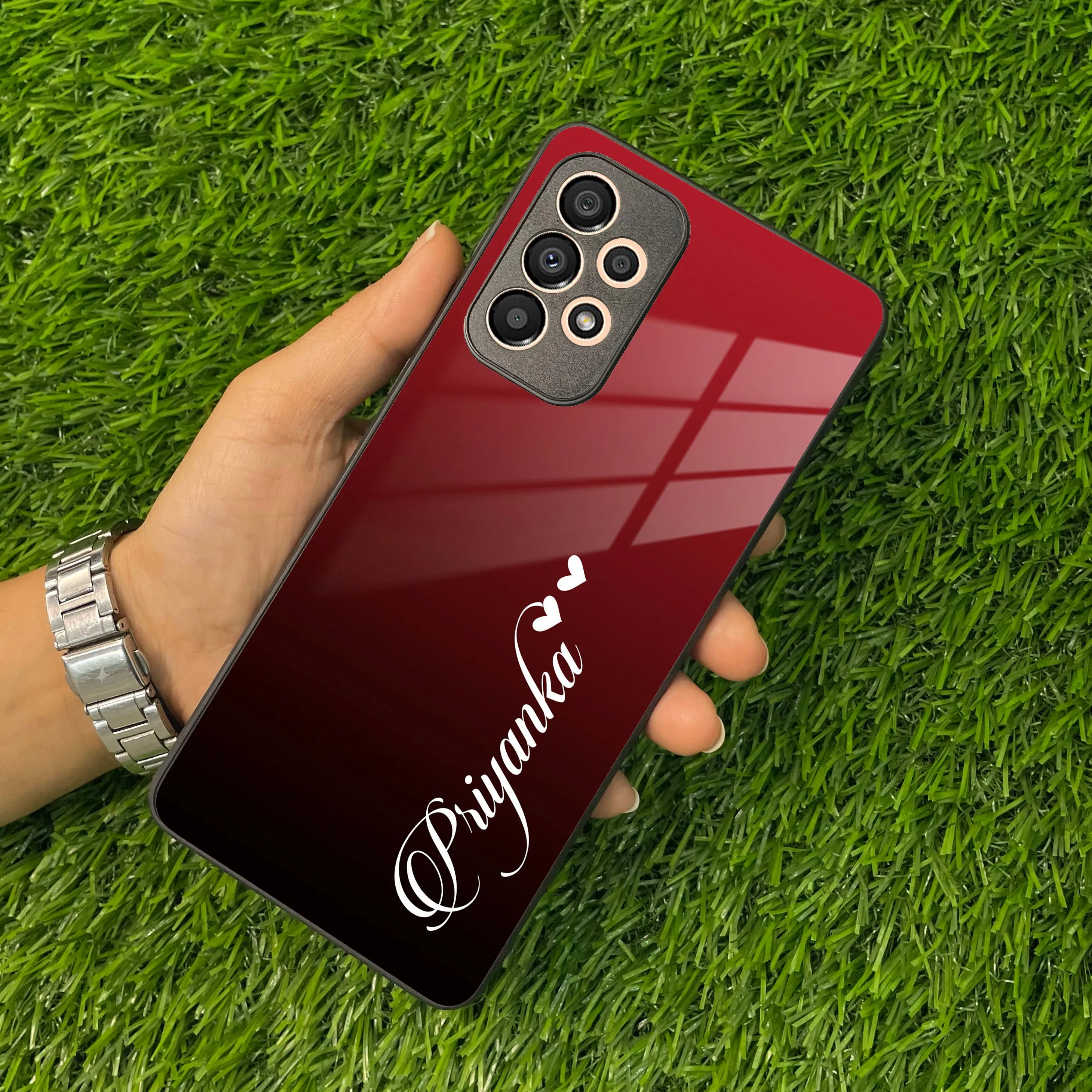 Customize Name Gradient Glass Case Cover Red Wine For Samsung