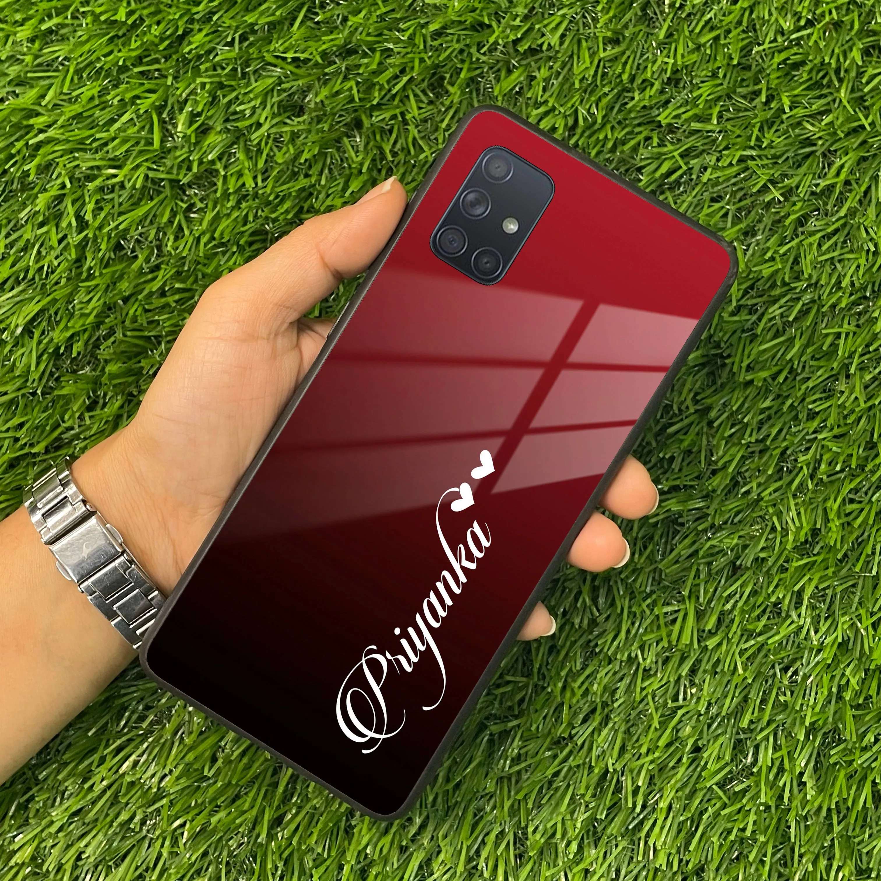 Customize Name Gradient Glass Case Cover Red Wine For Samsung