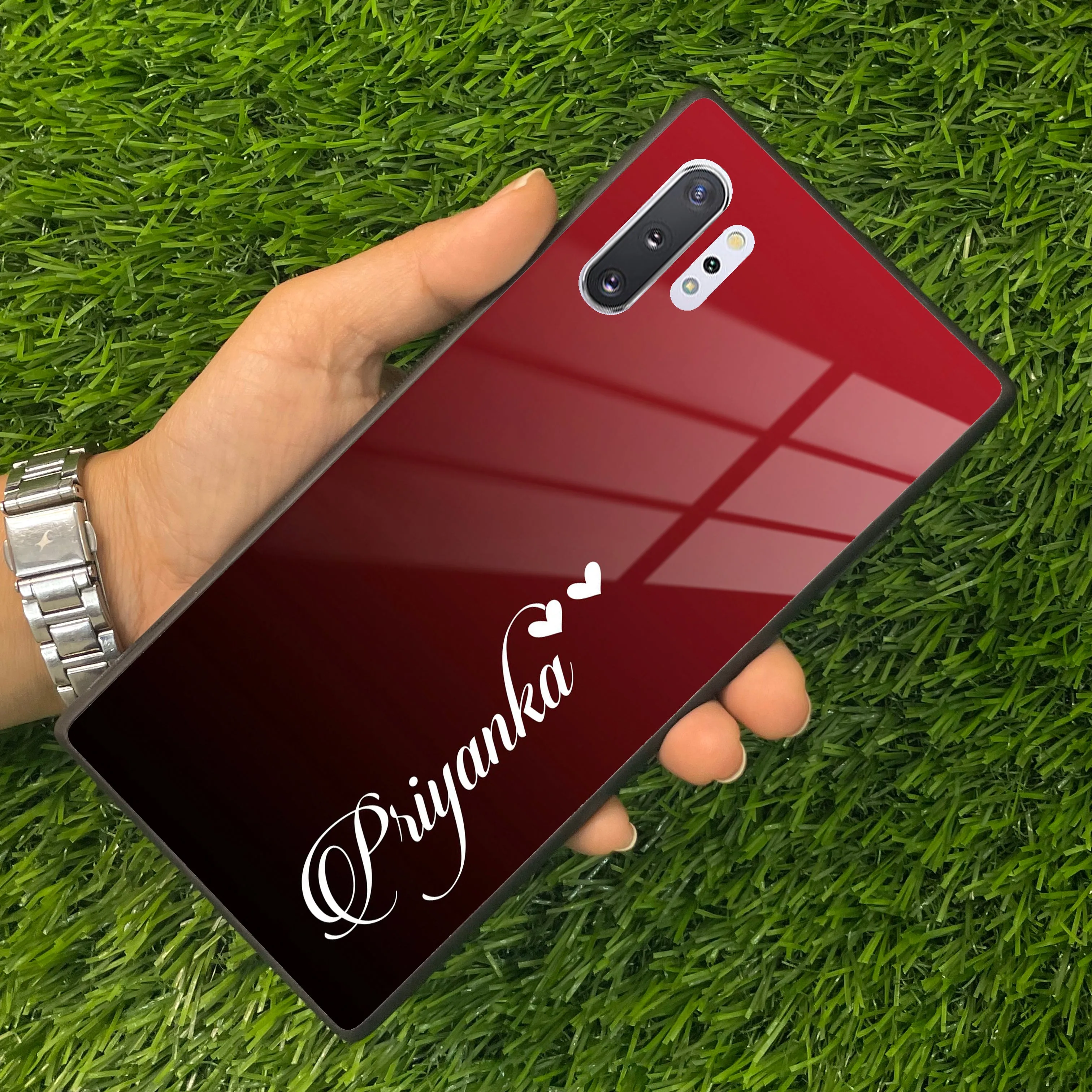 Customize Name Gradient Glass Case Cover Red Wine For Samsung