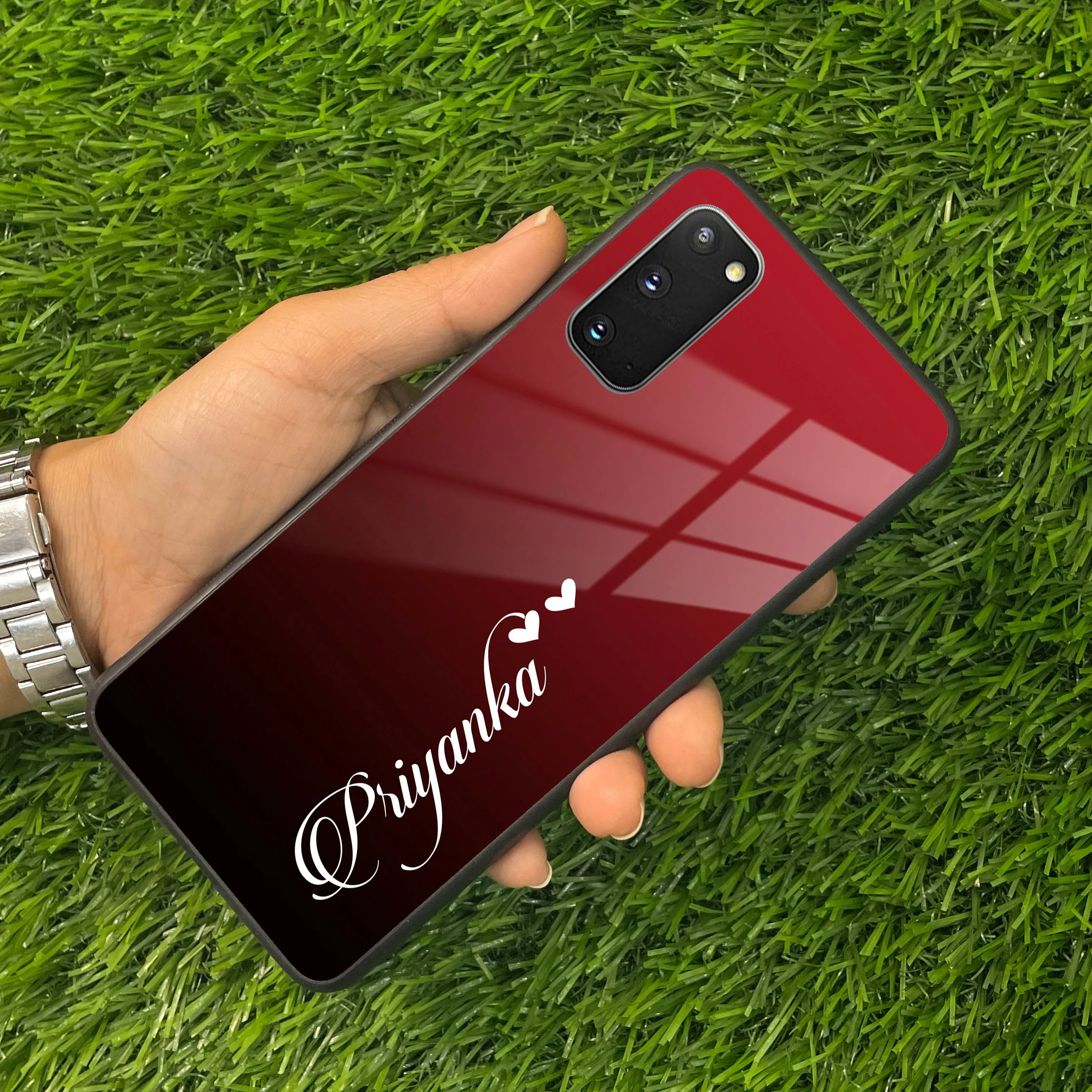 Customize Name Gradient Glass Case Cover Red Wine For Samsung