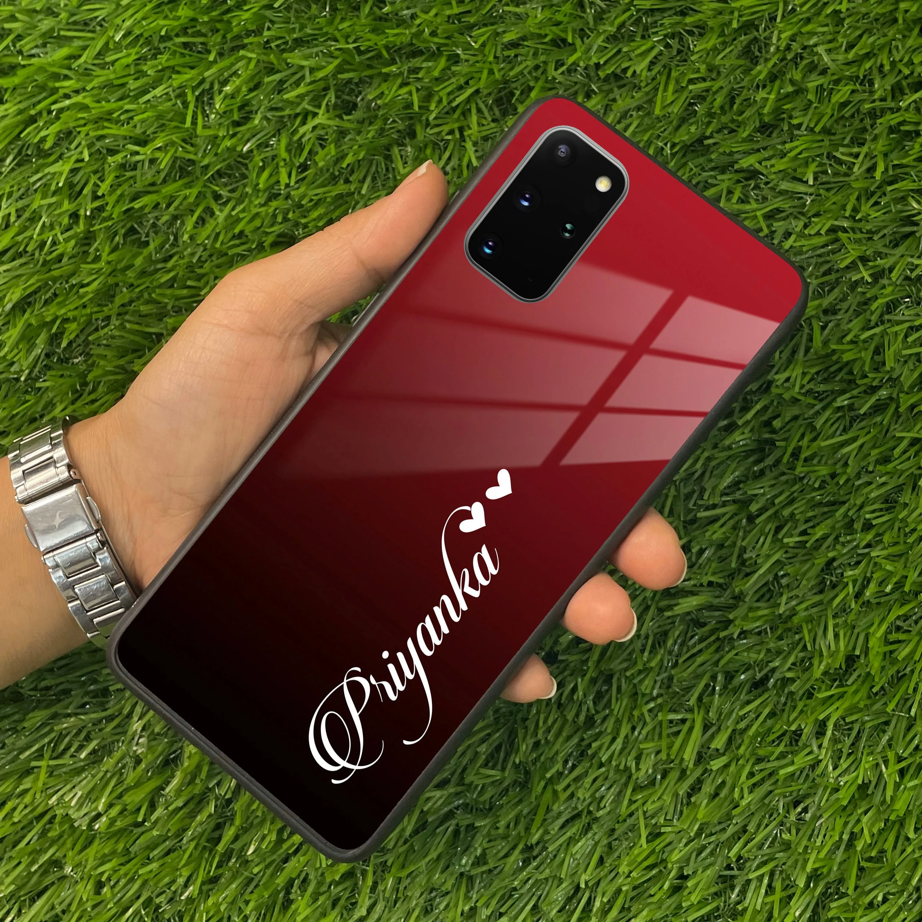 Customize Name Gradient Glass Case Cover Red Wine For Samsung