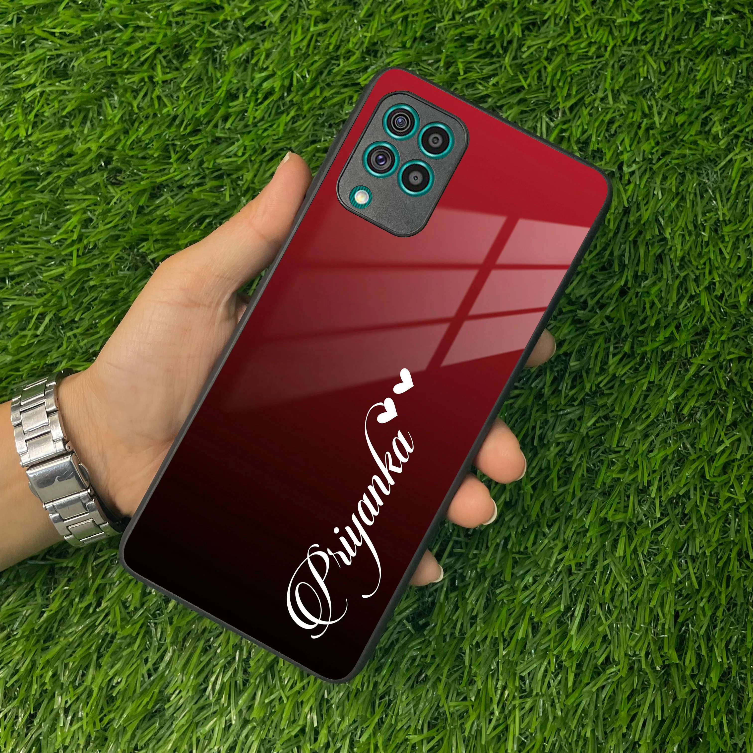 Customize Name Gradient Glass Case Cover Red Wine For Samsung