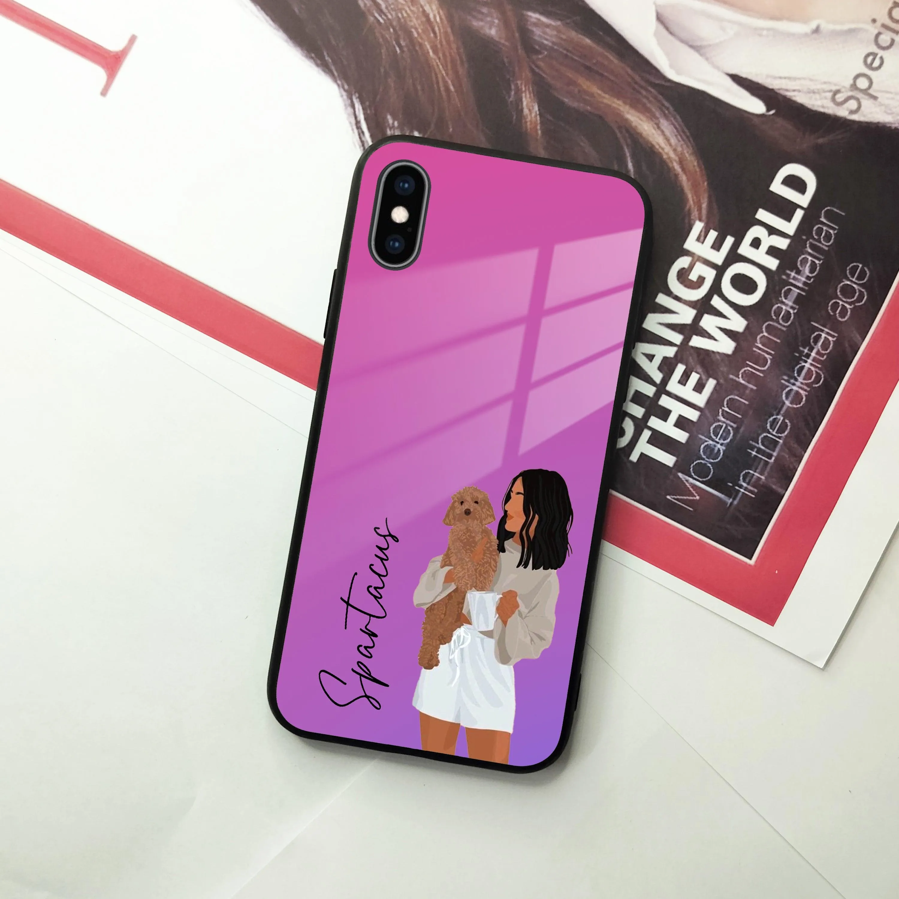 Customize Pet Name Glass Case For iPhone