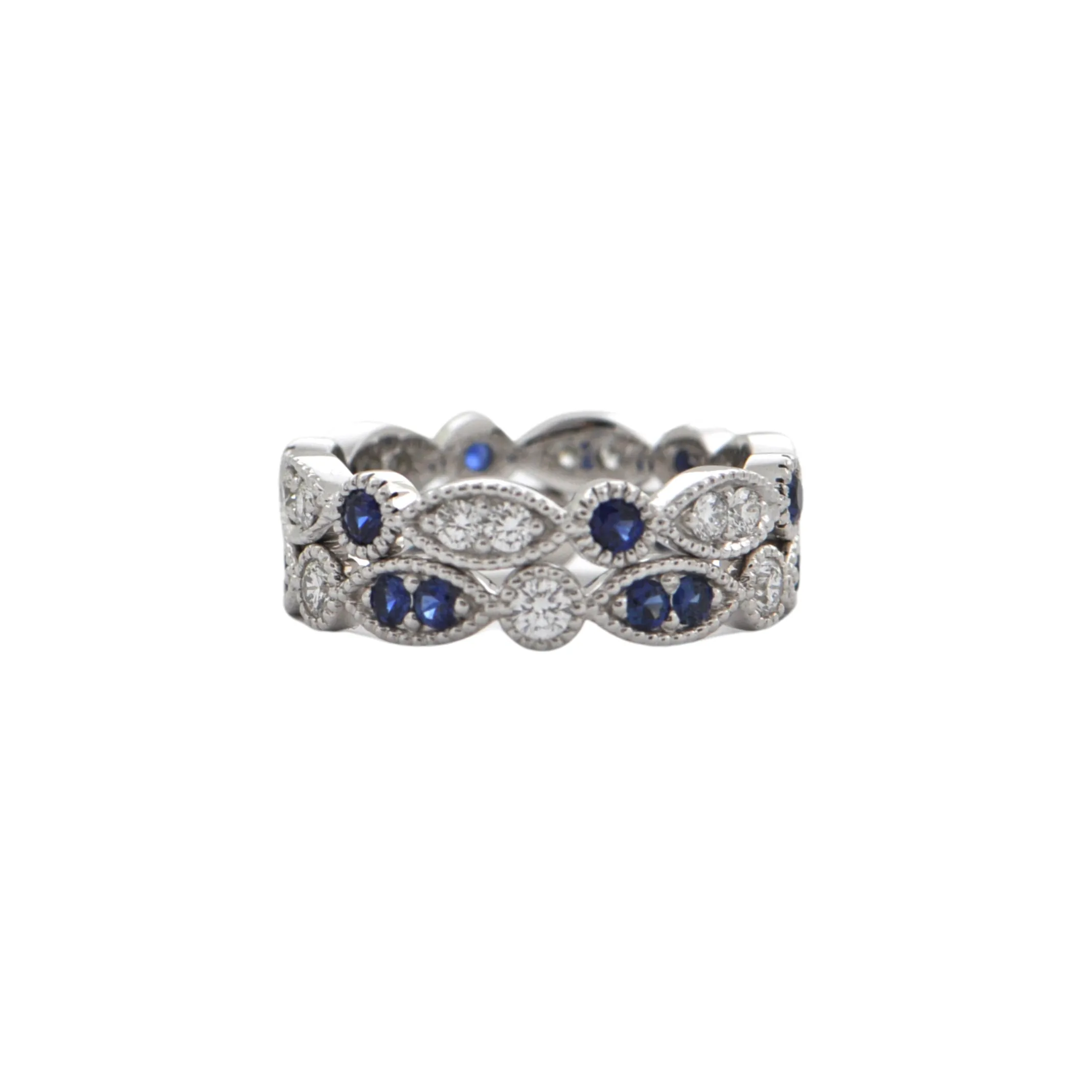 Daisy Exclusive Diamond & Sapphire 18K White Gold Eternity Ring