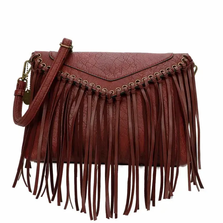 Dallas Fringe Cognac Crossbody Shoulder Bag