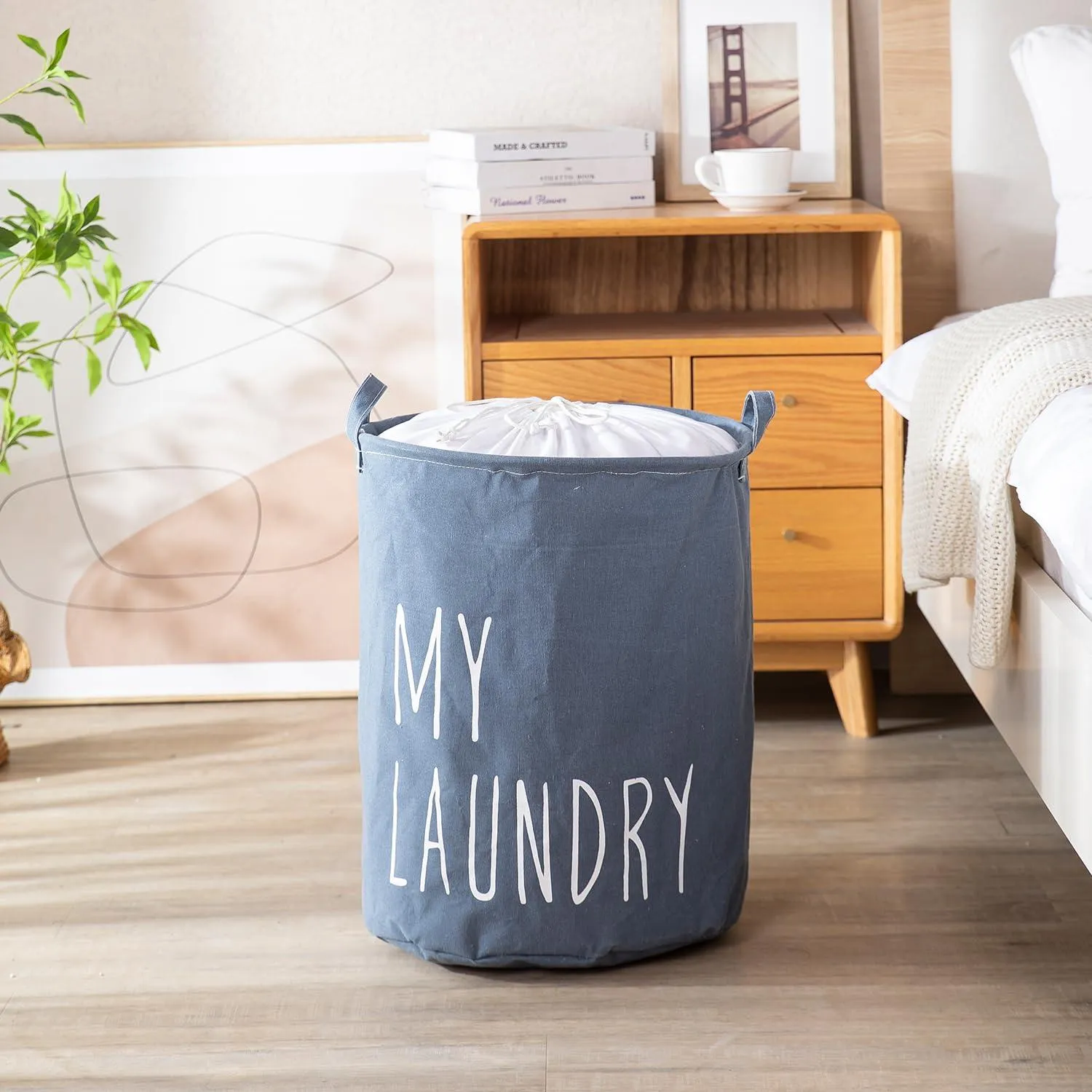 Dark Grayish Blue Foldable Laundry Bag For Clothes | 44L with Dust-Proof Cover