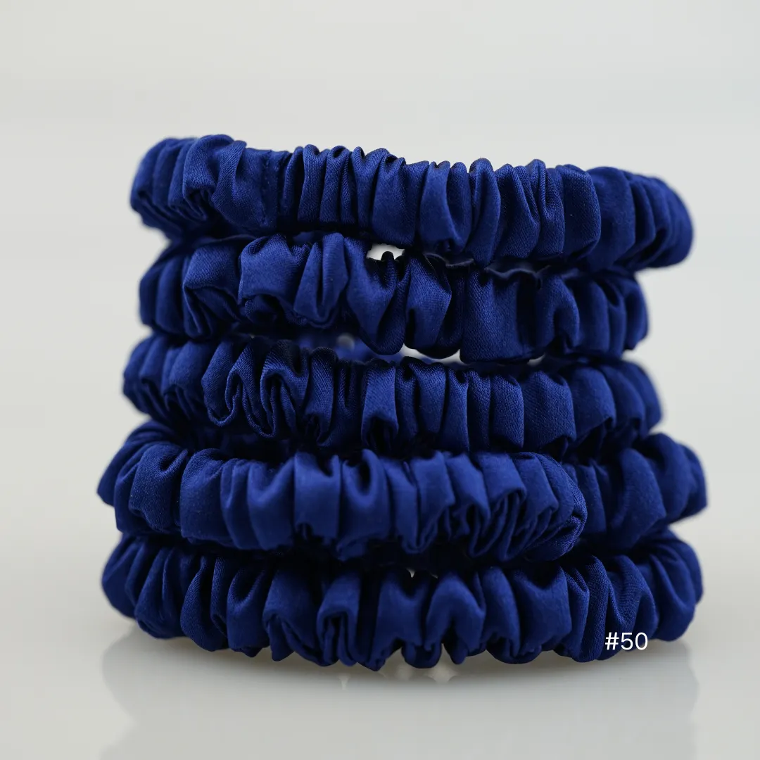 Deep Blue silk scrunchies mini