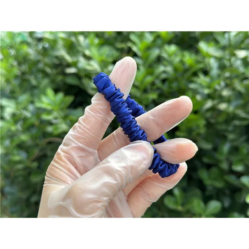 Deep Blue silk scrunchies mini