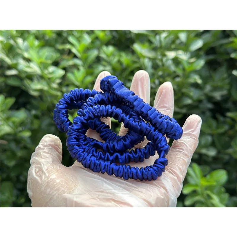 Deep Blue silk scrunchies mini