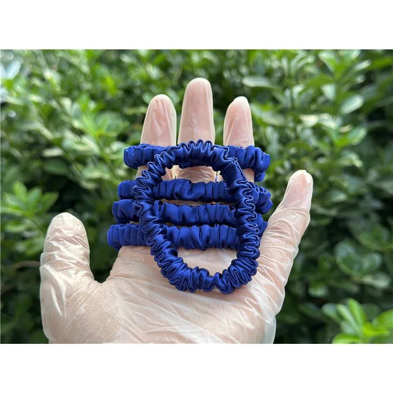 Deep Blue silk scrunchies mini