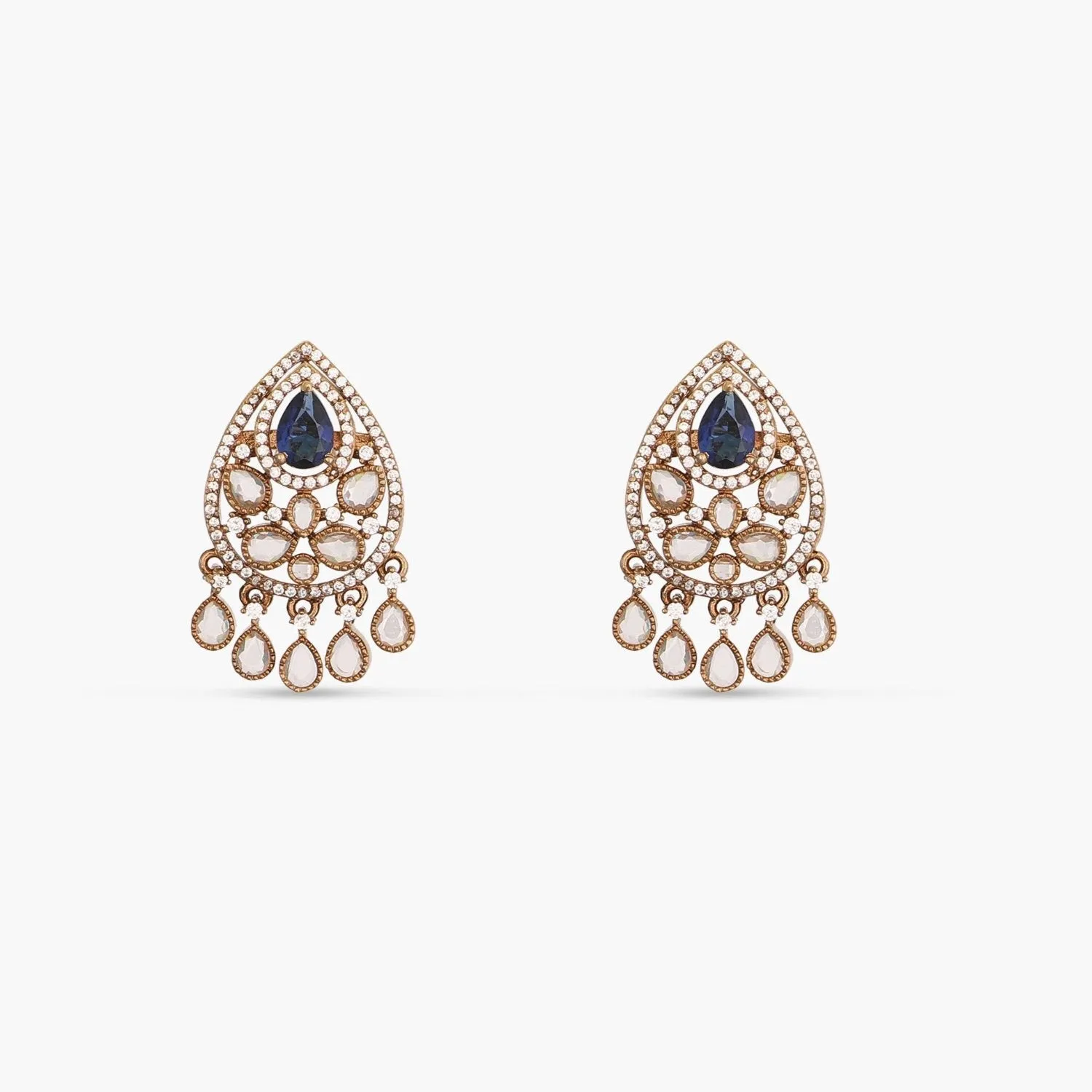 Delara Nakshtra CZ Blue Stud Earrings