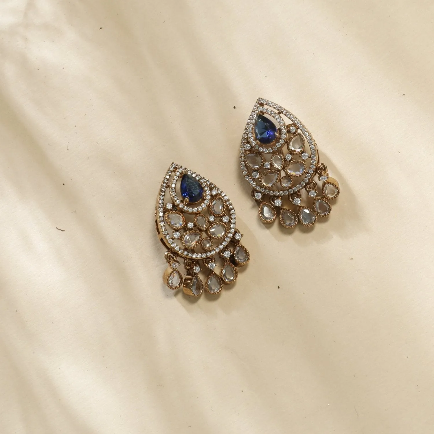 Delara Nakshtra CZ Blue Stud Earrings