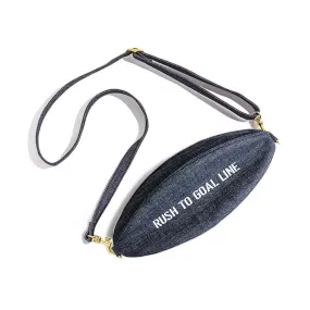 Denim football crossbody bag