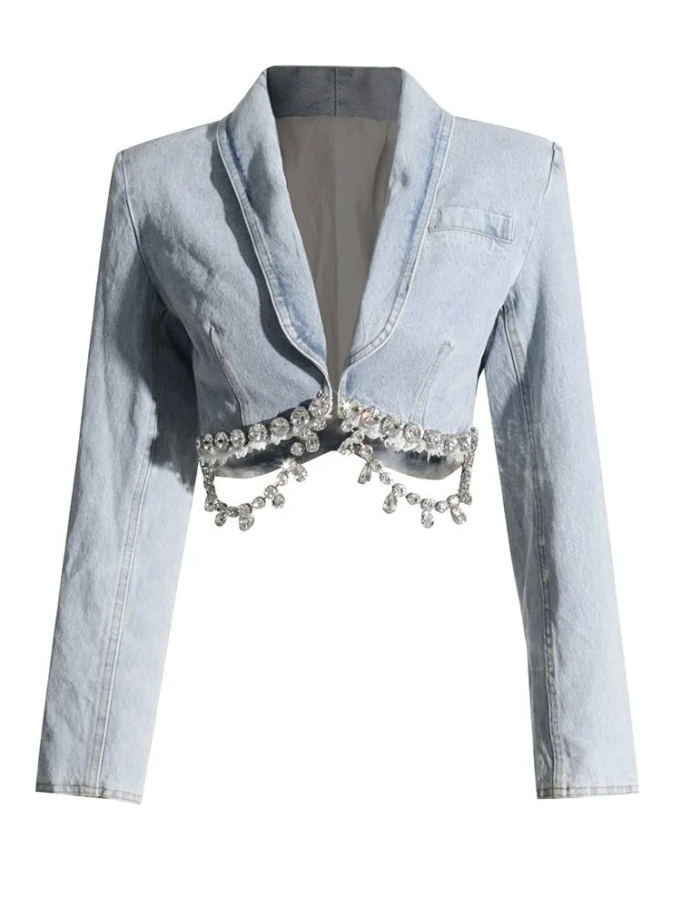 Drip Diamond Tassel Denim Set