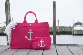 East-West Bag Hot Pink with Silver Anchor