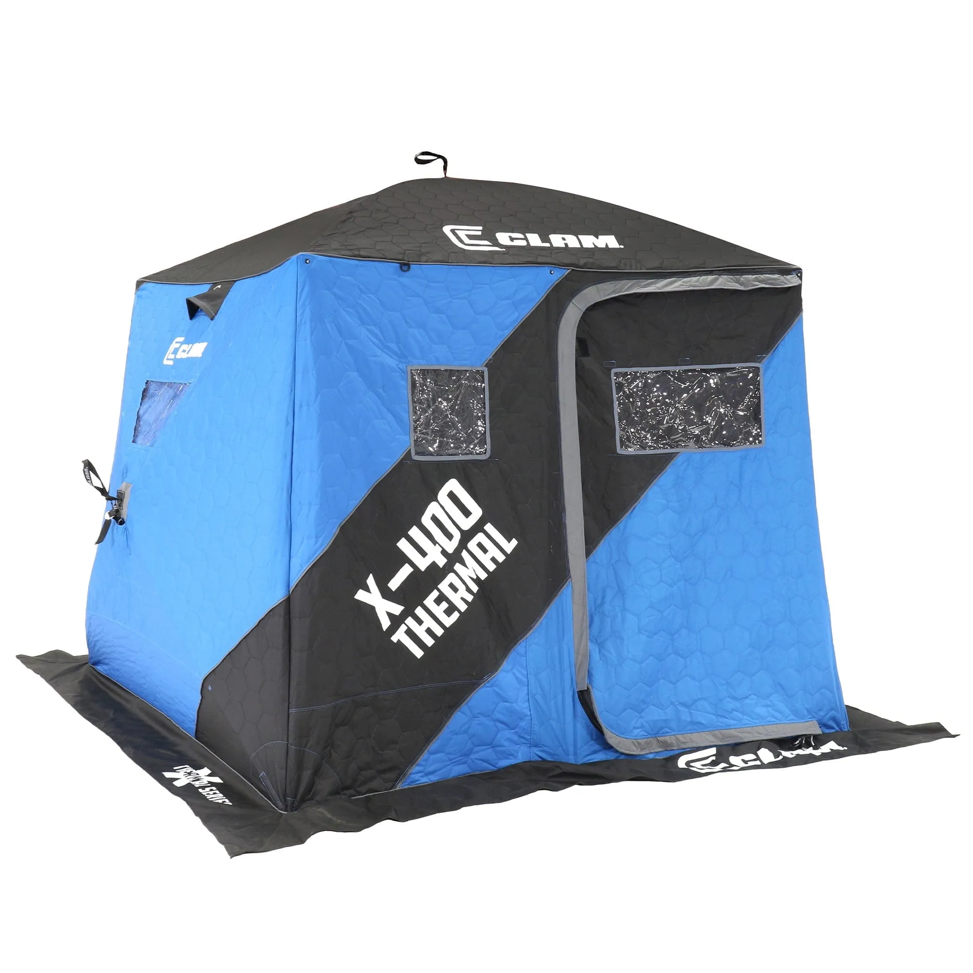 essential X-400 Portable 4 Person 8' Pop Up Ice Fishing Thermal Hub Shelter Tent