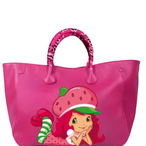 Everyday Vegan Leather Tote - Hand Painted Strawberry Shortcake