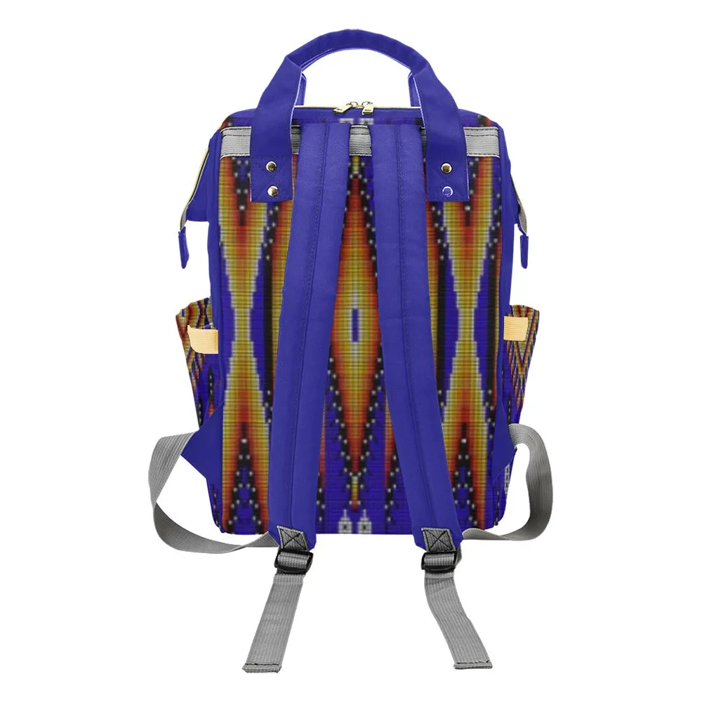 Fire Feather Blue Multi-Function Diaper Backpack/Diaper Bag