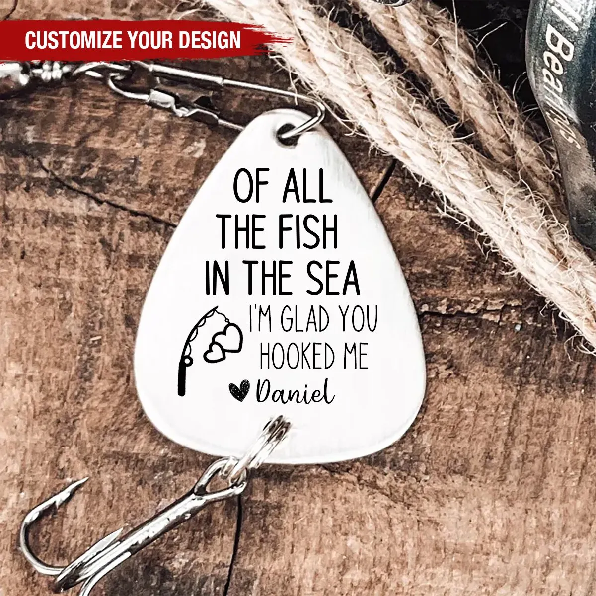 Fishing Lovers - I'm Glad You Hooked Me - Personalized Fishing Lure Keychain