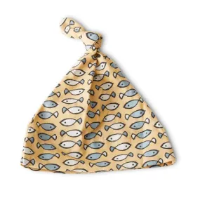 Fishy Fishy in the Sea Organic Knot Hat - Yellow