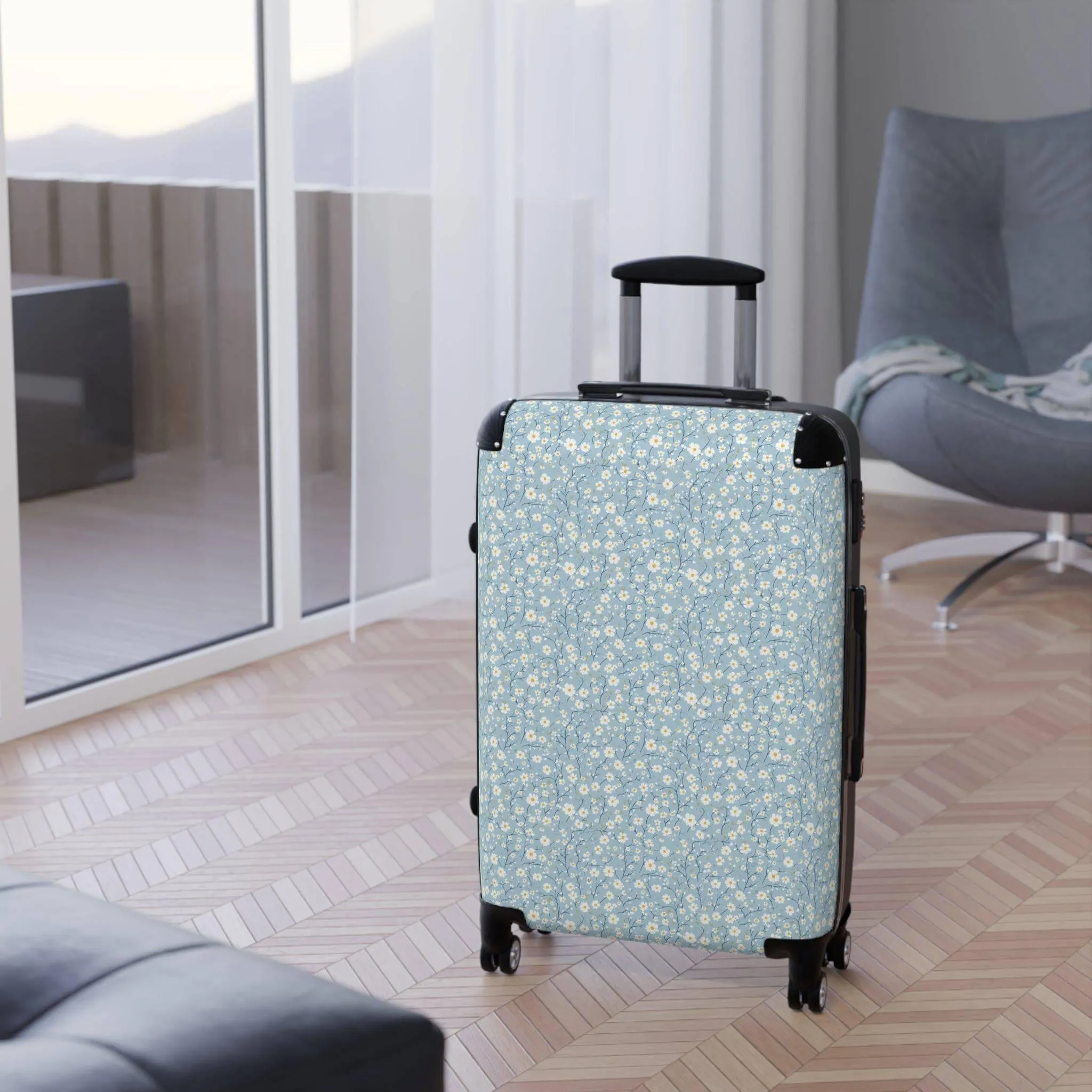 Floral Design Suitcase - Stylish Travel Luggage for Adventurers