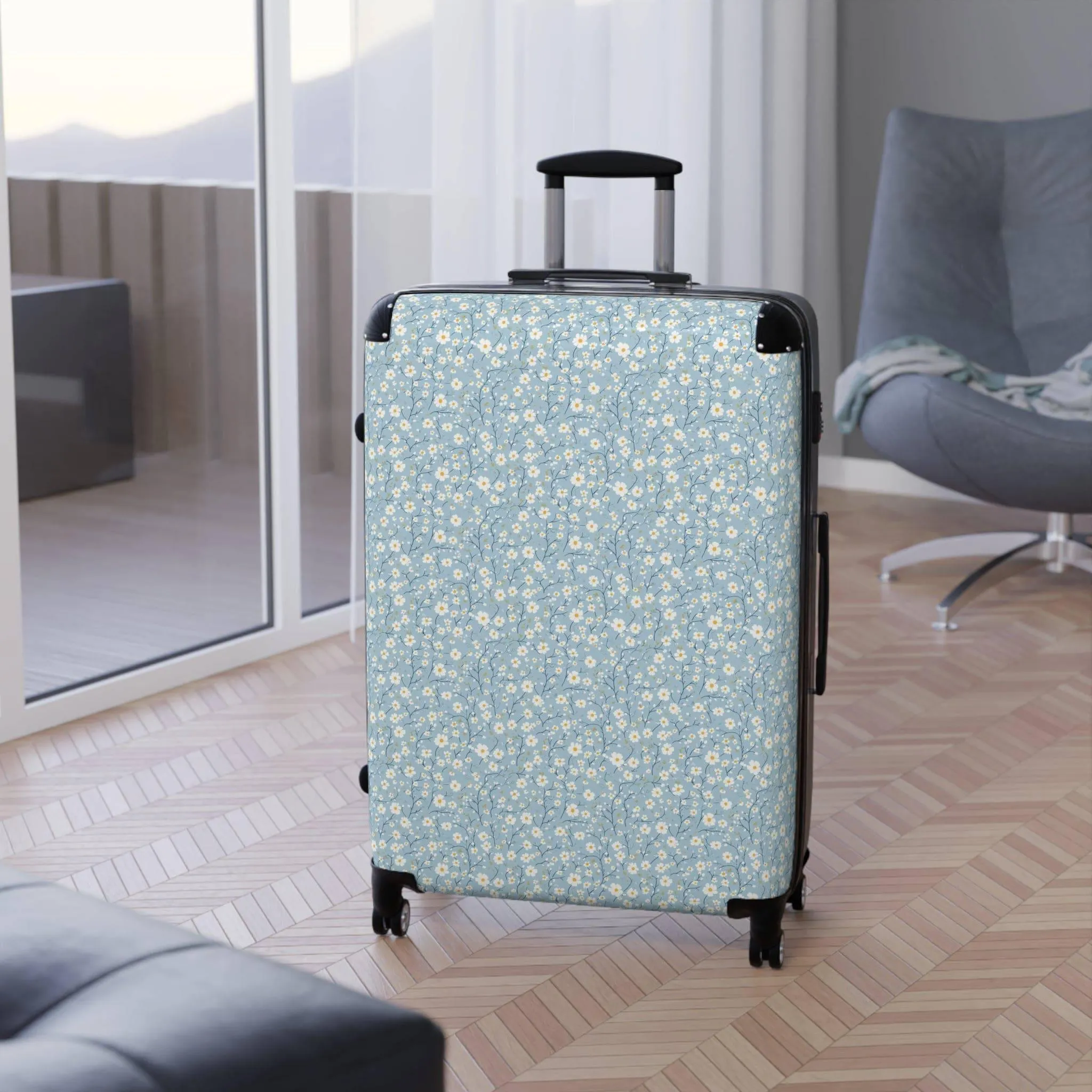 Floral Design Suitcase - Stylish Travel Luggage for Adventurers