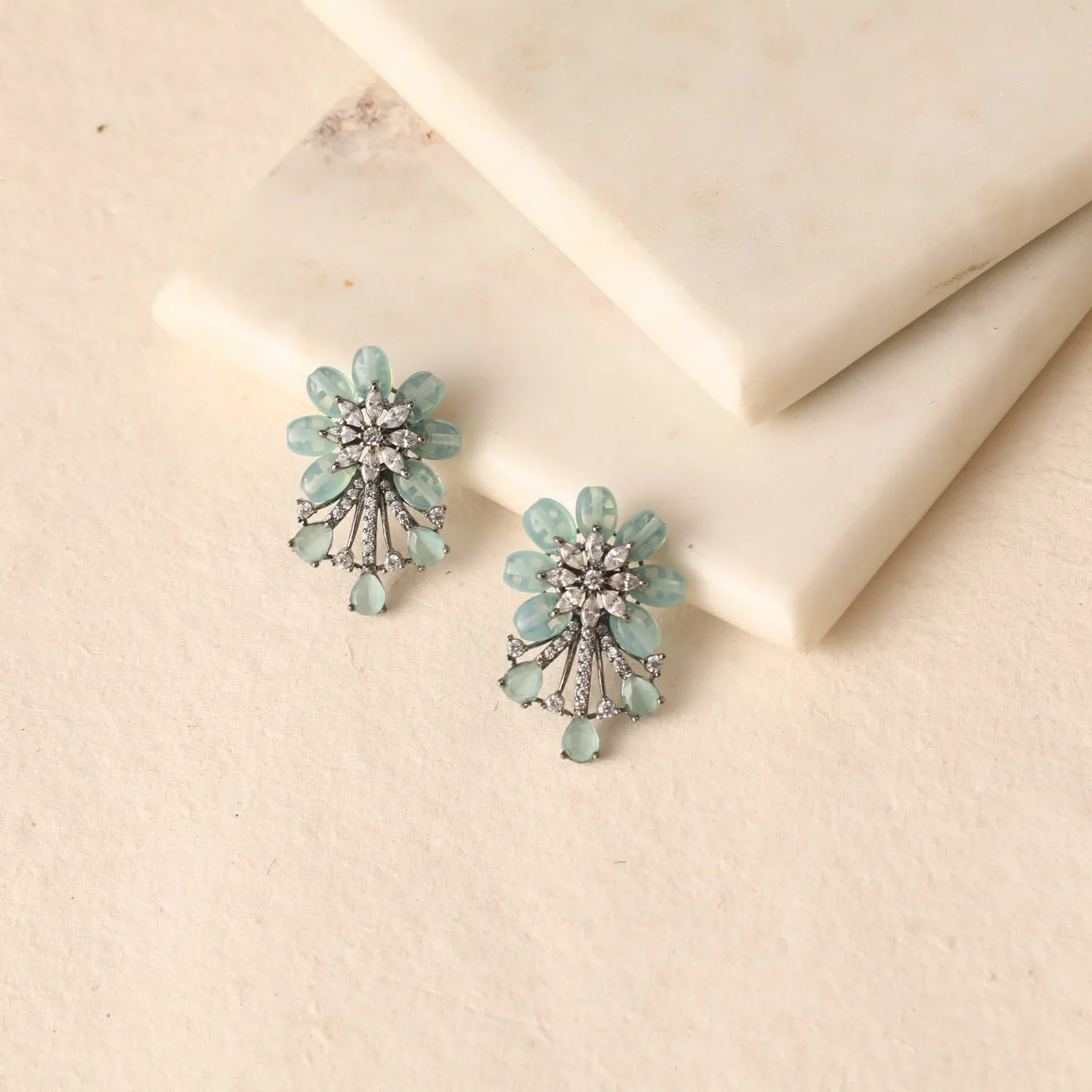 Floret CZ Drop Earrings