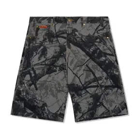 Foliage Camo Denim Shorts, Black