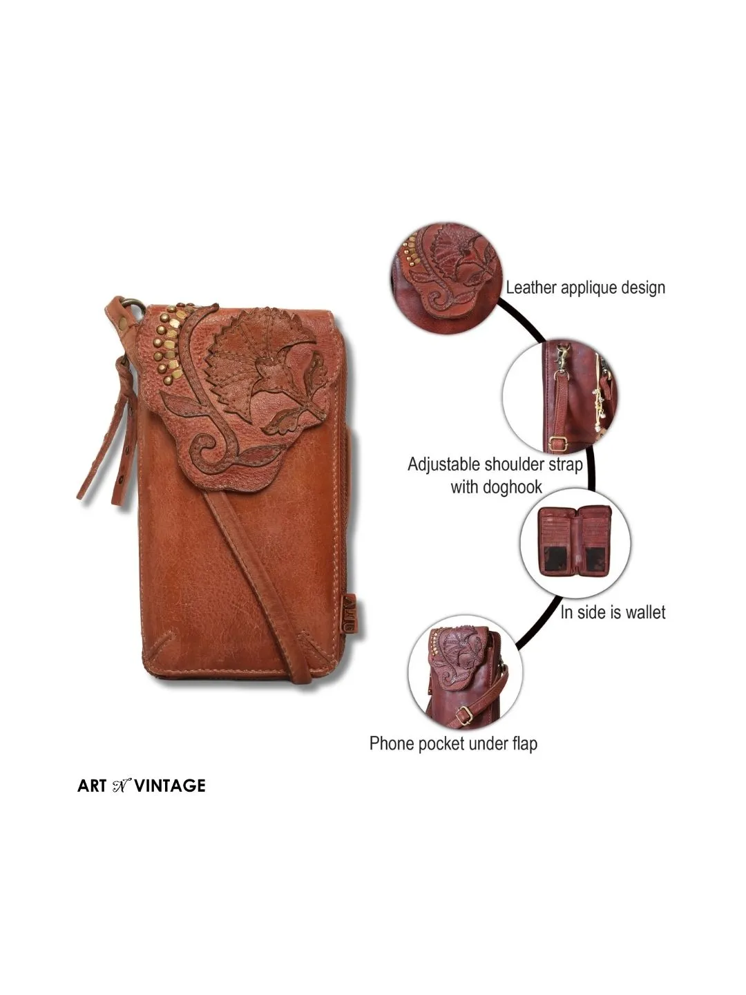 Fresia: Folral Patchwork Phone Wallet Crossbody