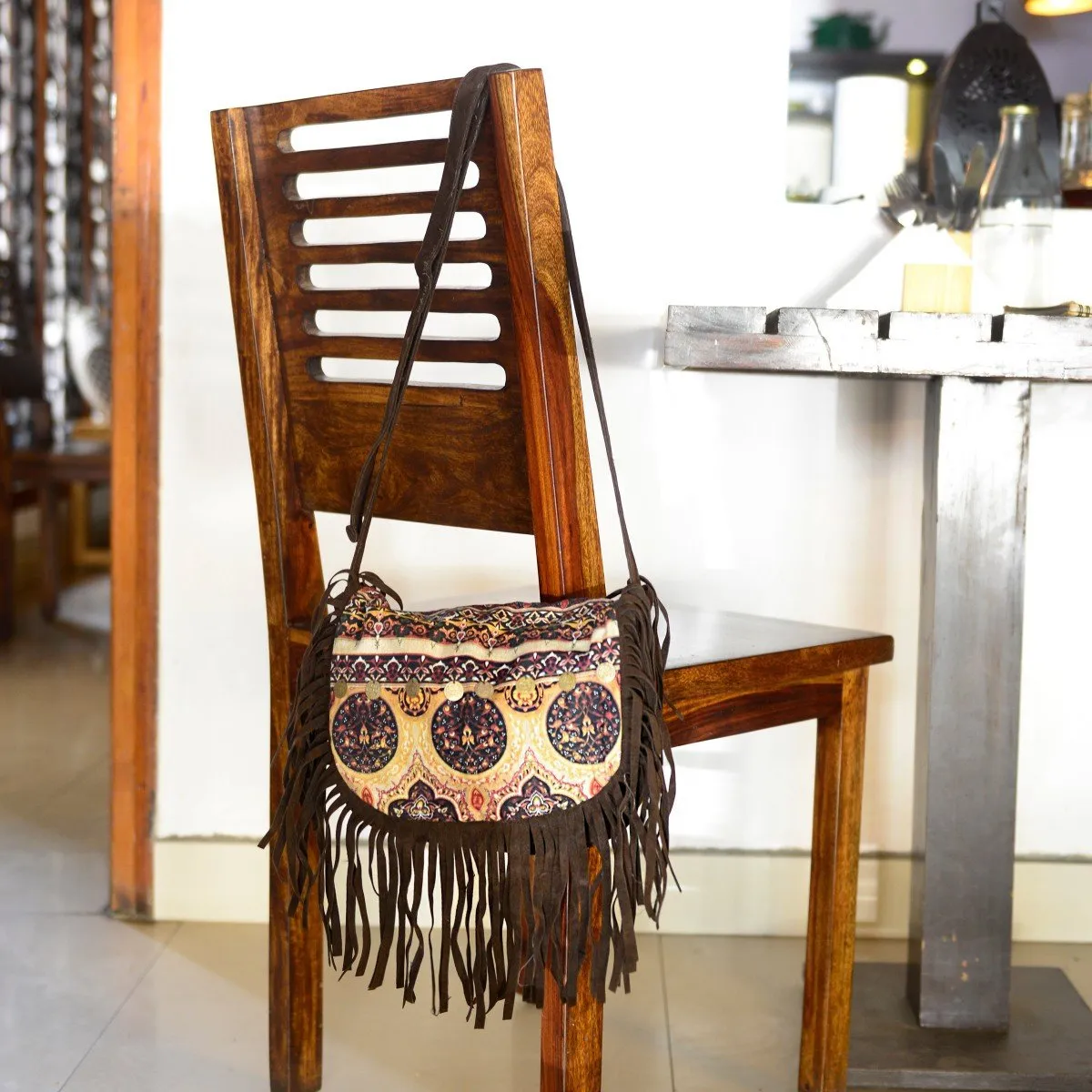 Fringed Saddle Bag (Brown)