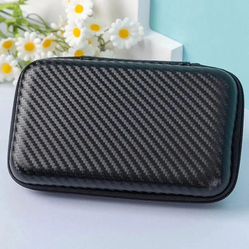 Game Console Storage Bag for R35S/R36S/RG35XX, Miyoo, Anbernic Carbon Fiber Pattern EVA Anti-Fall Protective Case