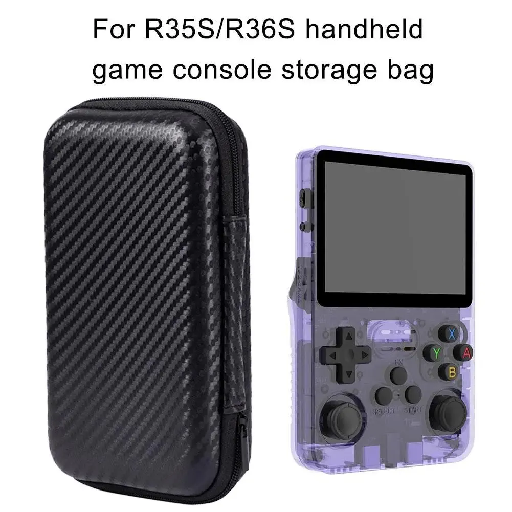 Game Console Storage Bag for R35S/R36S/RG35XX, Miyoo, Anbernic Carbon Fiber Pattern EVA Anti-Fall Protective Case