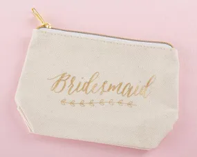 Gold Foil Bridesmaid Canvas Makeup Bag