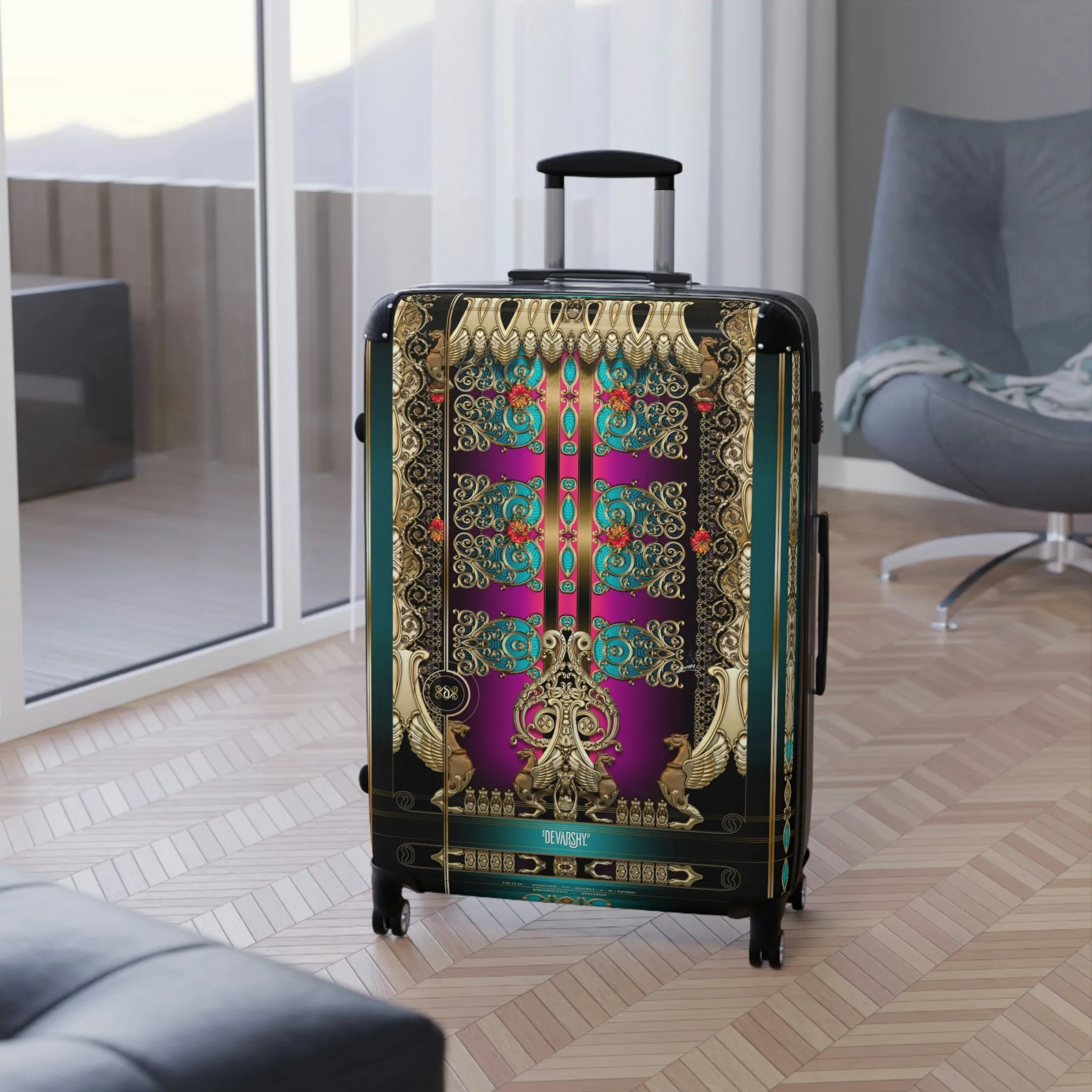 Grandeur Of Baroque Suitcase 3 Sizes Carry-on Suitcase Decorative Luggage Hard Shell Suitcase | 100368