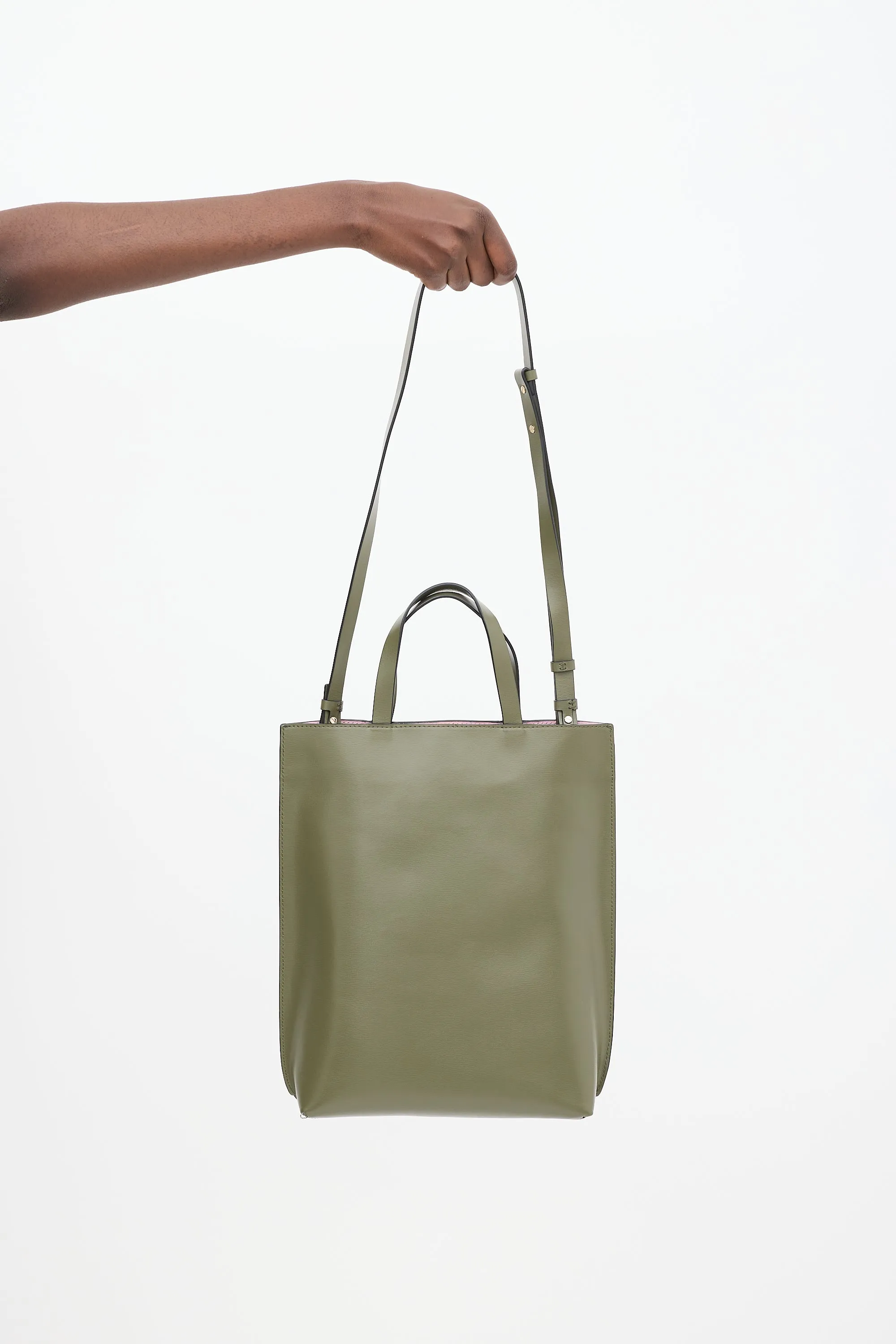 Green Leather Banner Logo Tote Bag