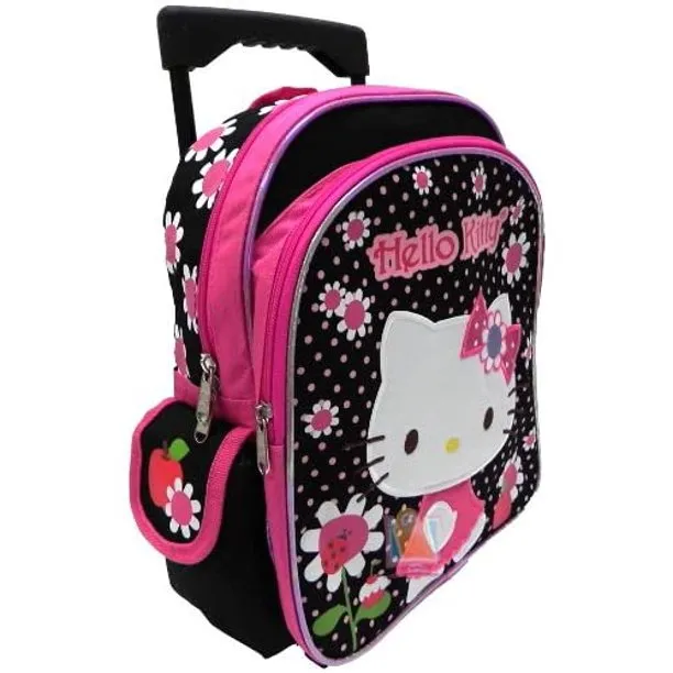 Hello Kitty Backpack Rolling 12 inch (Flowers and Dots)