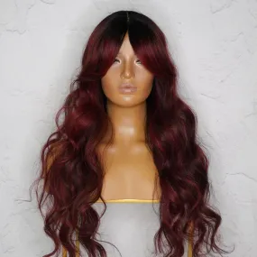 HENLEY Burgundy Lace Fringe Wig