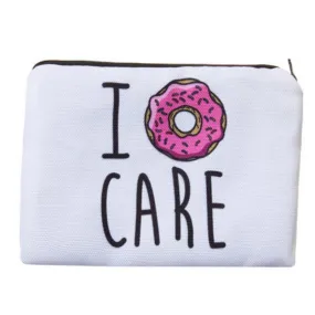 I Donut Care Full-Print Cute Make Up Cosmetic Bag With Sayings