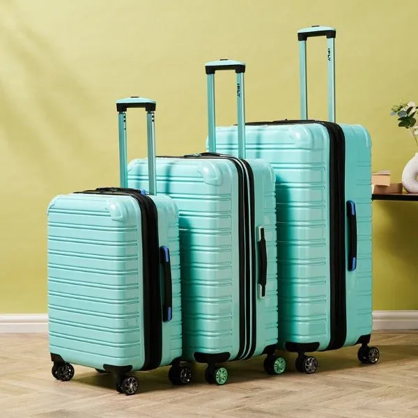 iFLY Fibertech 3pcs Premium Hard Shell Travel Suitcase Set (Mint Green)