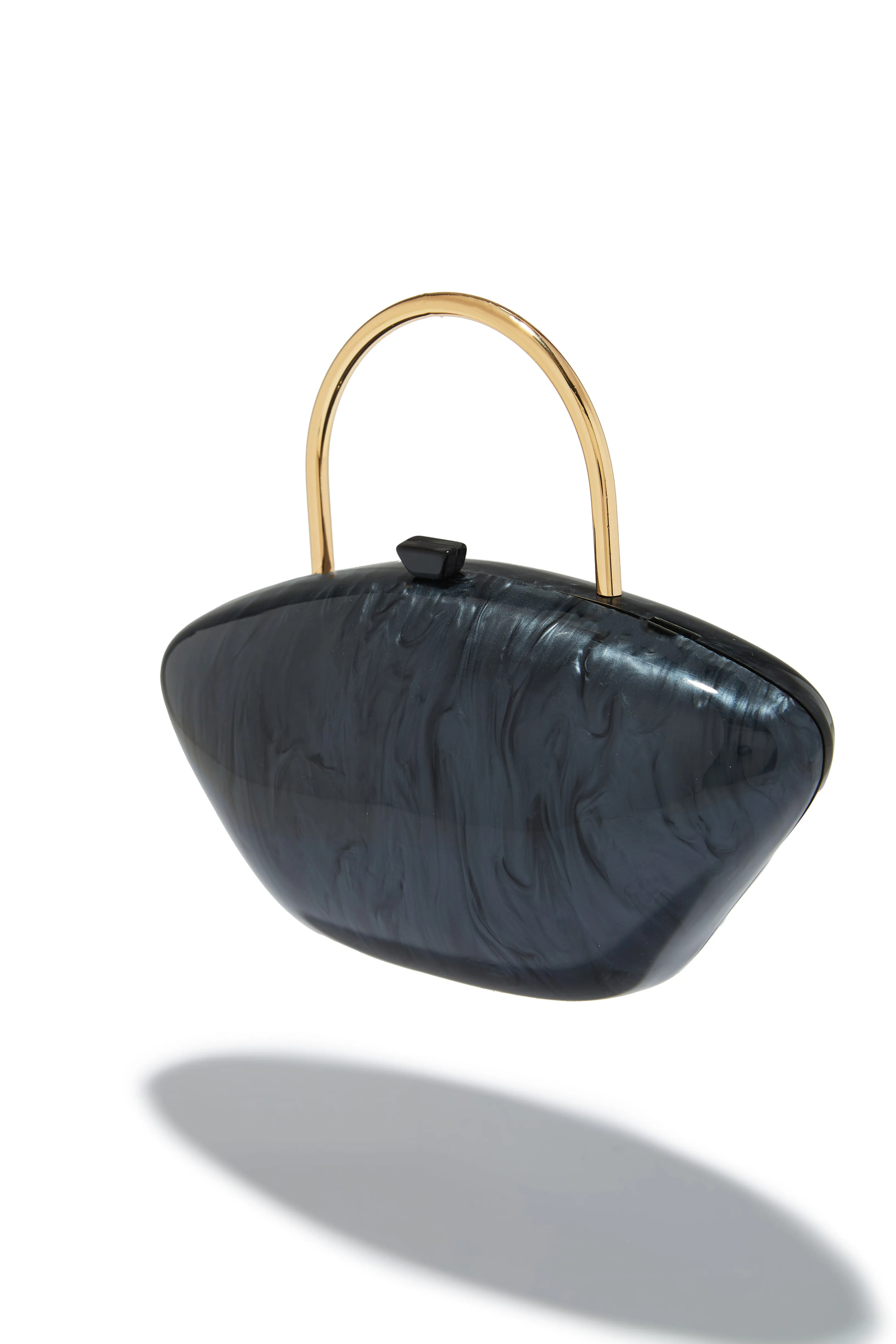 Imania Marble Top Handle Bag- Black