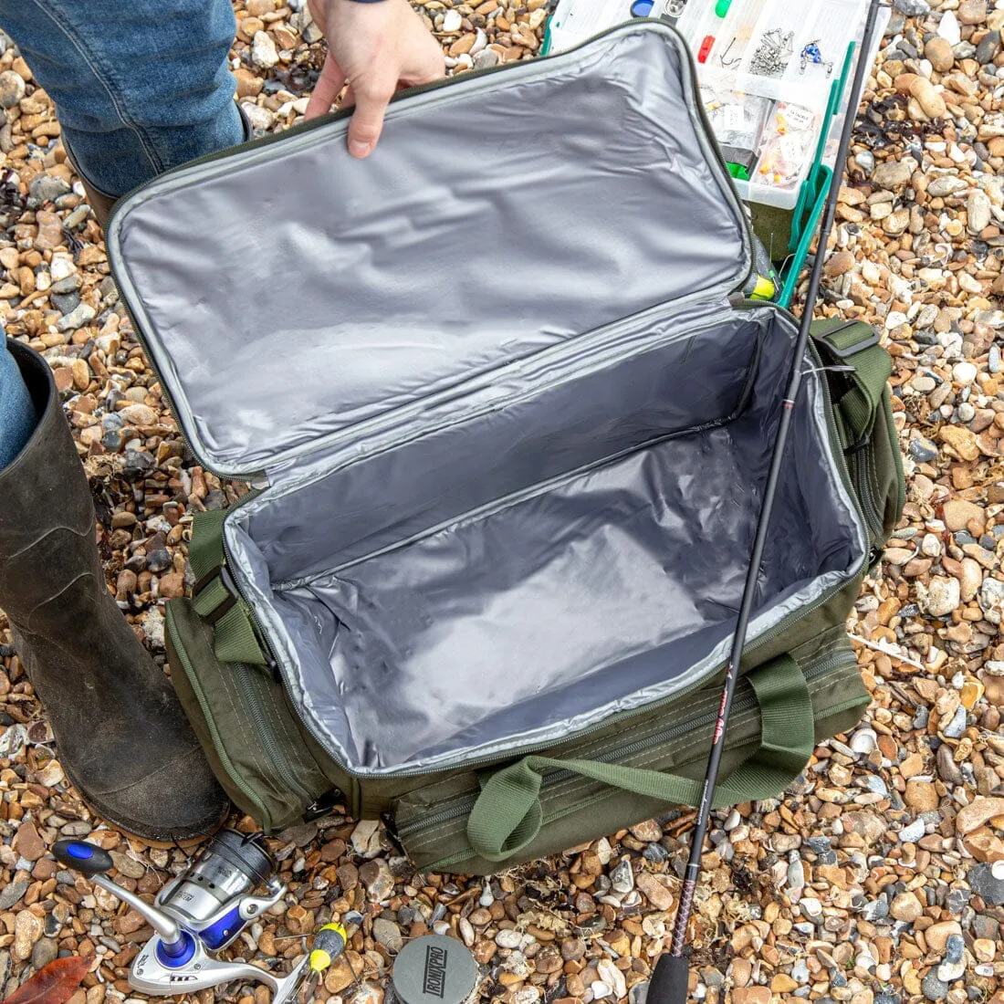 Insulated Fishing Bag and Reel Case Set