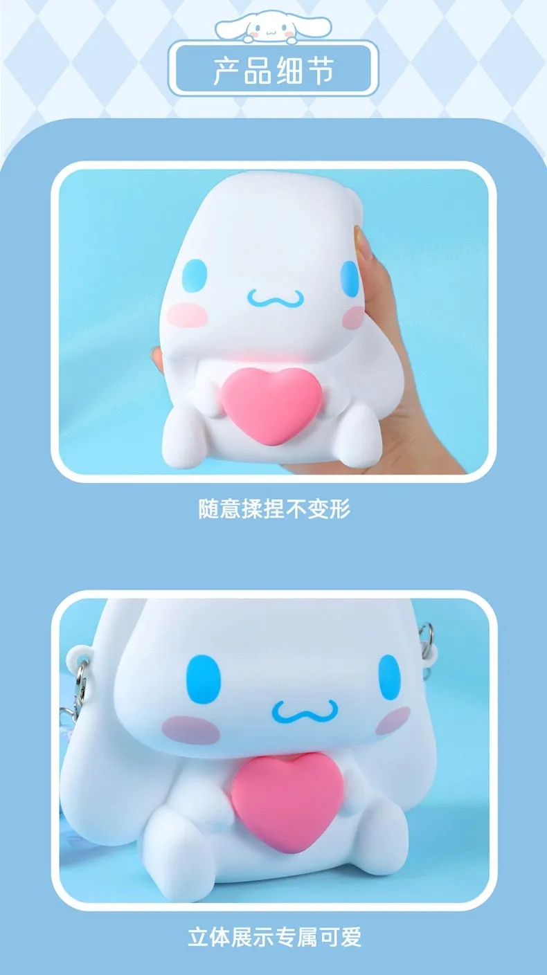 Japan Sanrio Silicone 3D Sit Pose Shoulder Bag | Cinnamoroll with Heart -  Kawaii Bag Birthday Girlfriend Children Gift